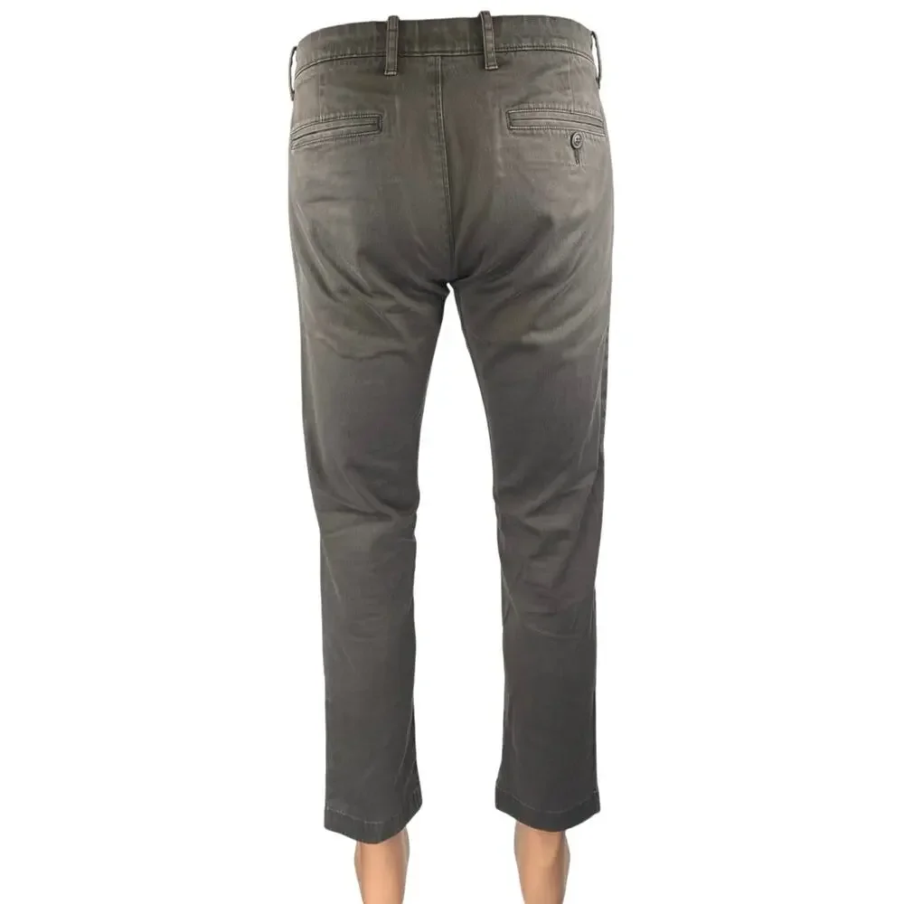 J.Crew Men's Gray Stretch Tapered Mid Rise Chino Khaki Trousers Pants Size 30